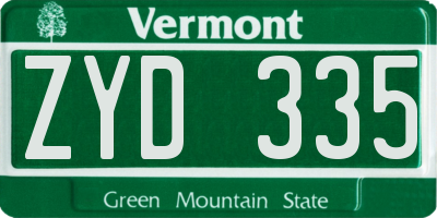 VT license plate ZYD335
