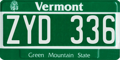 VT license plate ZYD336