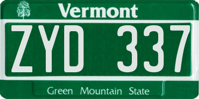 VT license plate ZYD337