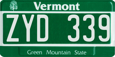 VT license plate ZYD339