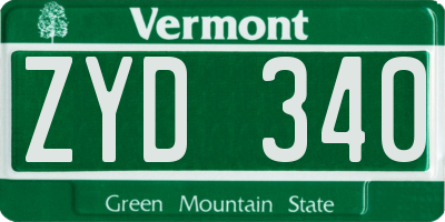 VT license plate ZYD340