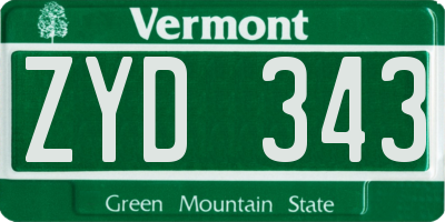 VT license plate ZYD343