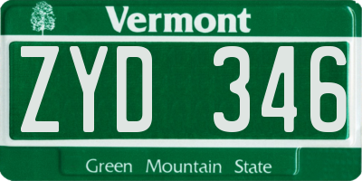 VT license plate ZYD346