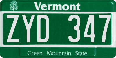 VT license plate ZYD347