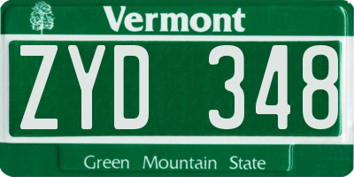 VT license plate ZYD348