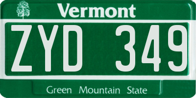 VT license plate ZYD349