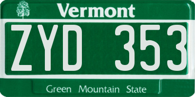 VT license plate ZYD353