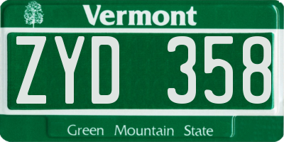 VT license plate ZYD358