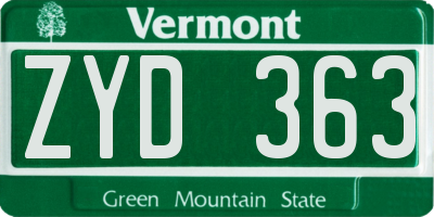 VT license plate ZYD363