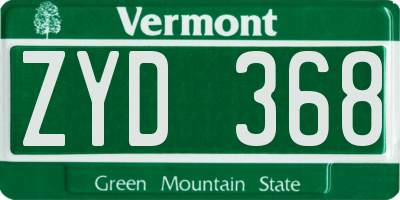 VT license plate ZYD368