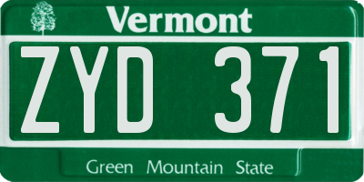 VT license plate ZYD371