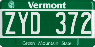 VT license plate ZYD372