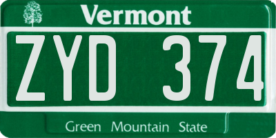 VT license plate ZYD374