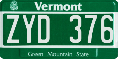 VT license plate ZYD376