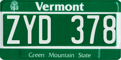 VT license plate ZYD378