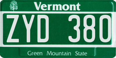 VT license plate ZYD380