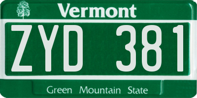 VT license plate ZYD381