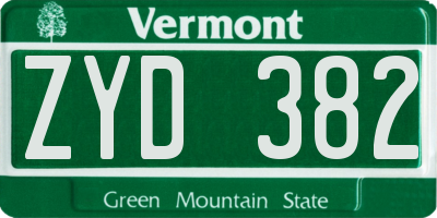 VT license plate ZYD382