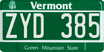 VT license plate ZYD385
