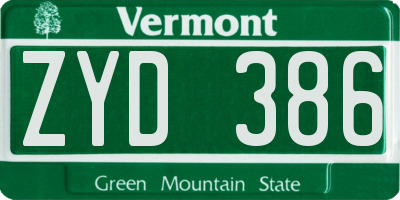 VT license plate ZYD386