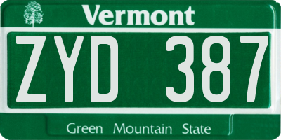 VT license plate ZYD387