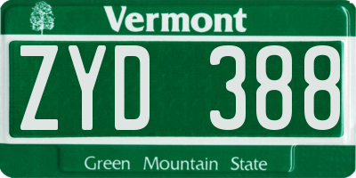 VT license plate ZYD388