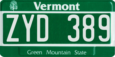 VT license plate ZYD389