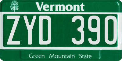 VT license plate ZYD390