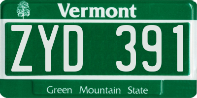VT license plate ZYD391