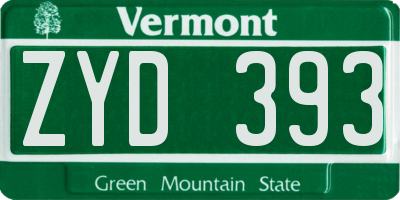 VT license plate ZYD393