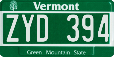 VT license plate ZYD394