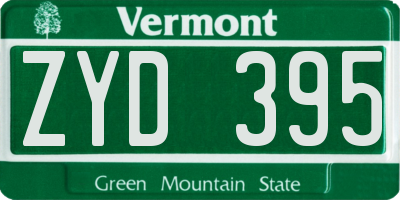 VT license plate ZYD395