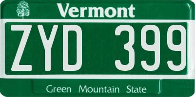 VT license plate ZYD399