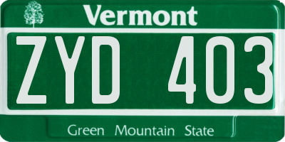 VT license plate ZYD403