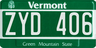 VT license plate ZYD406