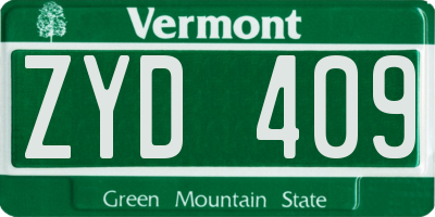 VT license plate ZYD409