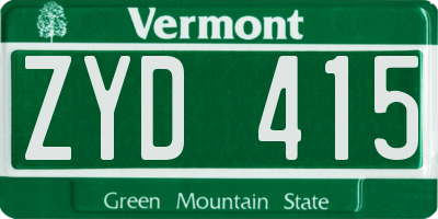 VT license plate ZYD415
