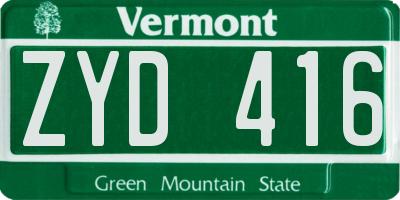 VT license plate ZYD416