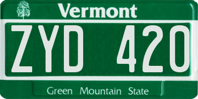 VT license plate ZYD420