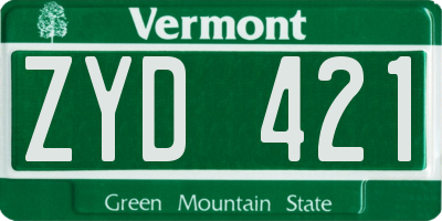 VT license plate ZYD421