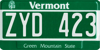 VT license plate ZYD423