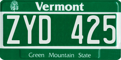 VT license plate ZYD425