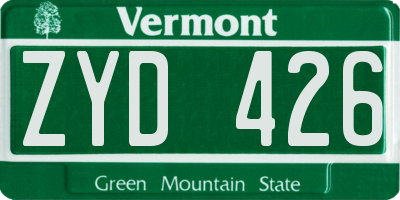 VT license plate ZYD426