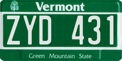 VT license plate ZYD431