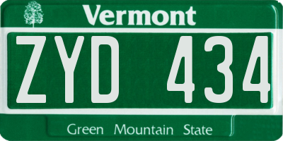 VT license plate ZYD434
