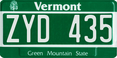 VT license plate ZYD435