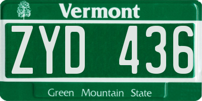 VT license plate ZYD436