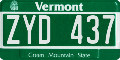VT license plate ZYD437