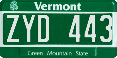 VT license plate ZYD443