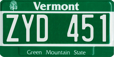 VT license plate ZYD451